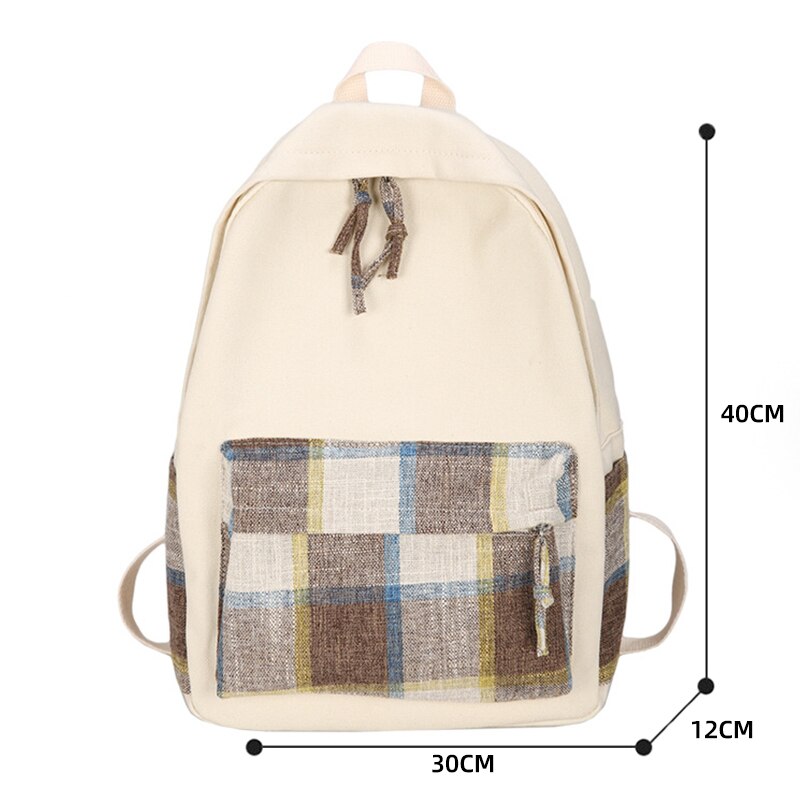 Mode Plaid Schooltassen Voor Tiener Meisjes Jongens Schooltas Rugzak Canvas School Rugzakken Kids Kind Tas Reizen Rugzakken: Khaki