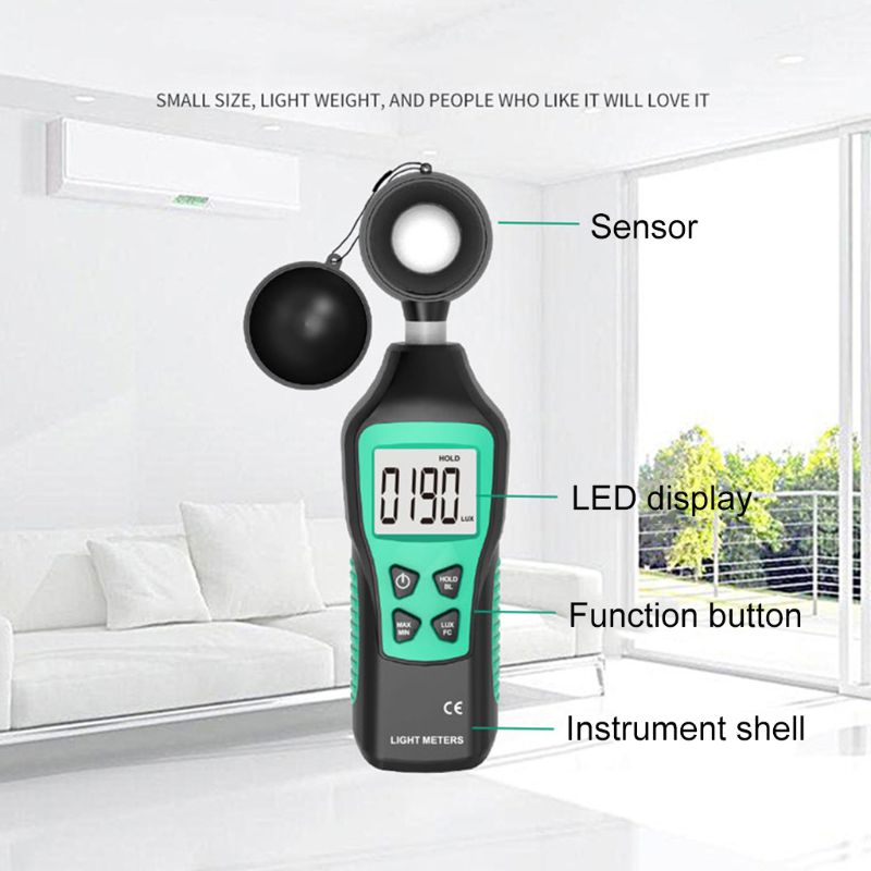Portable Handheld Mini Digital Luminometer High Precision 0-200000 LUX Light Meter LCD Display LED Illumination Photometer Wide