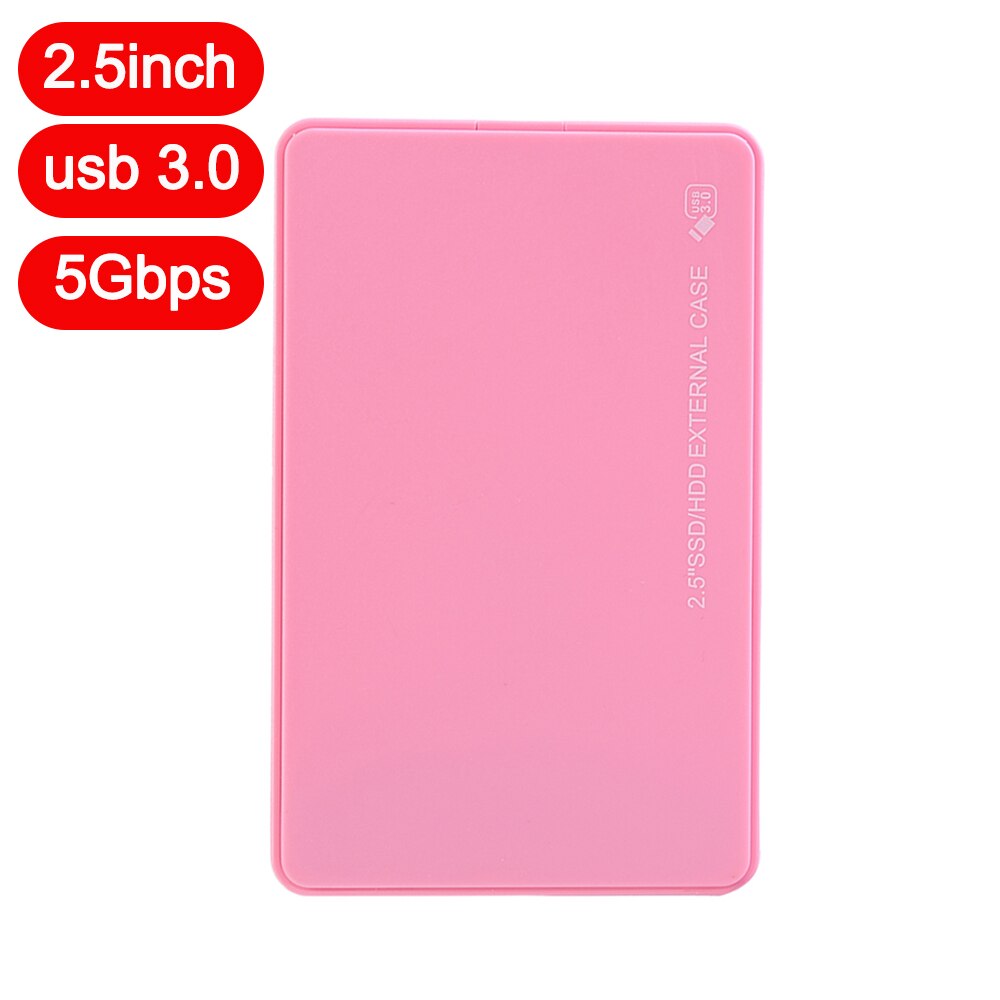 Vktech hdd caso 2.5 polegada sata para usb 3.0 adaptador gabinete de disco rígido para ssd caixa hdd caixa usb 2.0 hd hdd externo gabinete: Pink