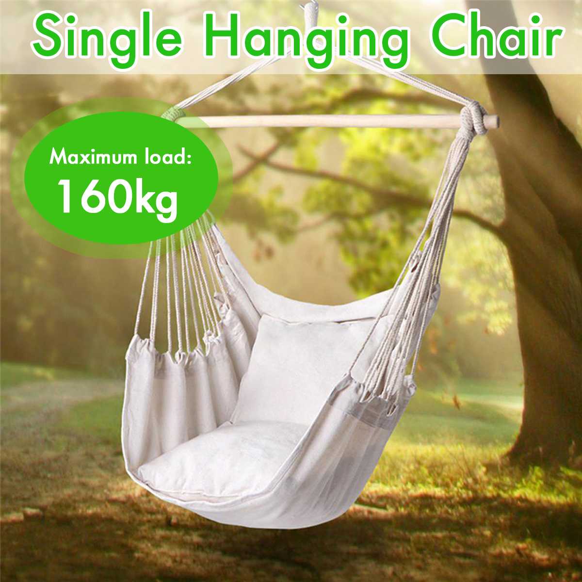 Hamaca de seguridad individual para niños y adultos, silla colgante de 160KG para exteriores, dormitorio interior, patio y almohada