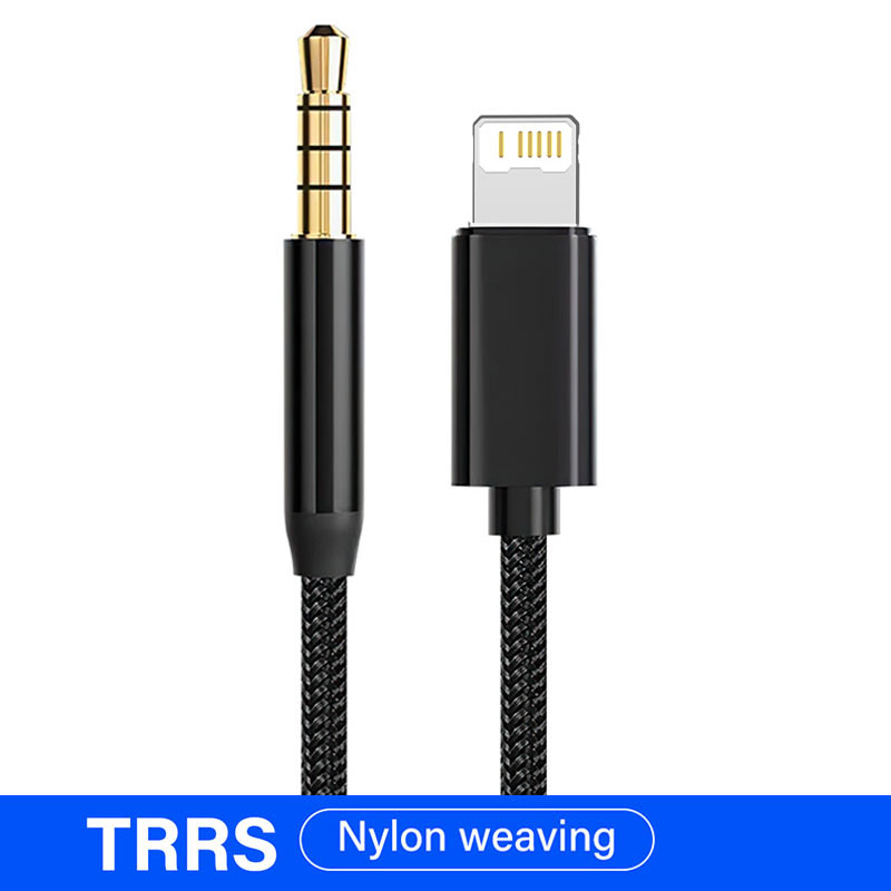 Vergulde AUX-kabel voor iPhone 14 13 12 11 Pro Max X 8 Verlichting naar 3,5 mm Jack Hoofdtelefoon Auto Muziek Adapter Audio-snoer TRS TRRS: Rood / 2m