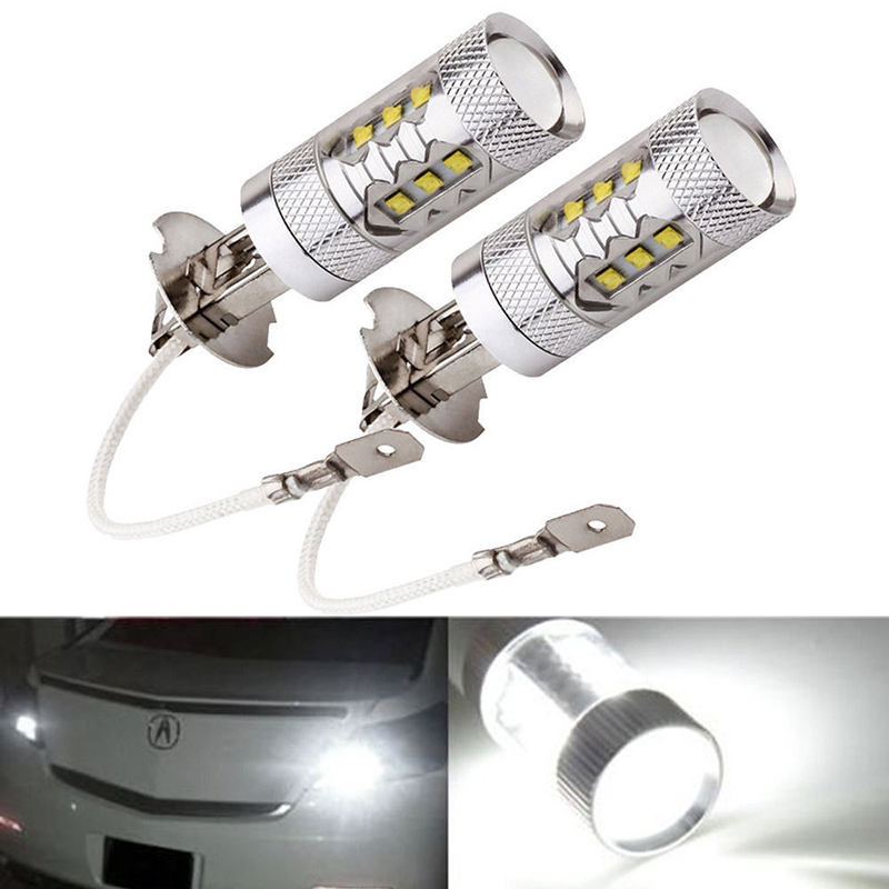 2 pcs H3 80 W Super Heldere LED Wit Fog Tail Turn auto Head light Lamp-XR657