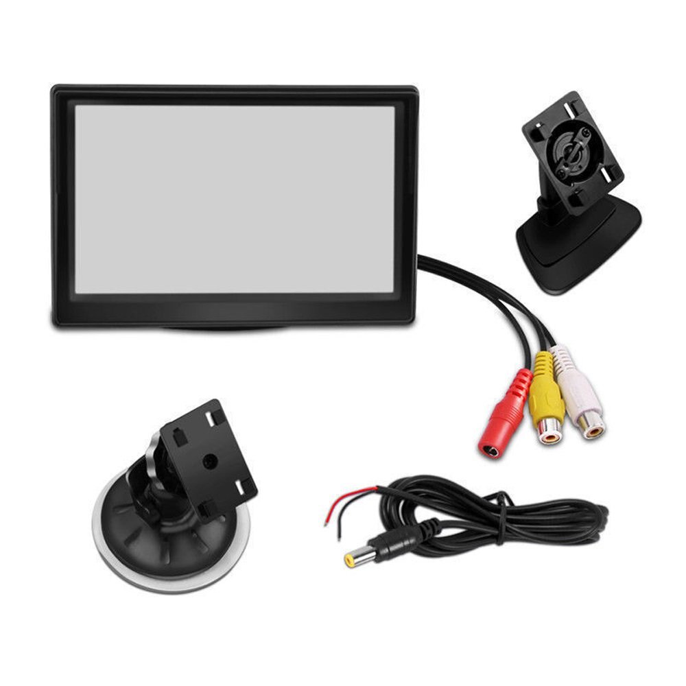 YuanTing-ecran de voiture, moniteur de recul en couleur LCD 5 pouces TFT, 12-24V pour caméra de sauvegarde de stationnement avec 2 supports en option: Default Title