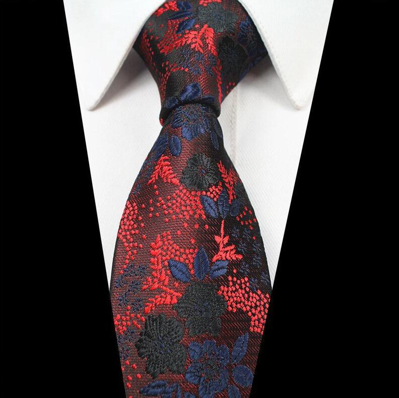 RBOCOTT – cravates florales en soie Jacquard pour hommes, 7cm, col tissé, couleur bleu rouge, accessoires de mariage d'affaires: 03
