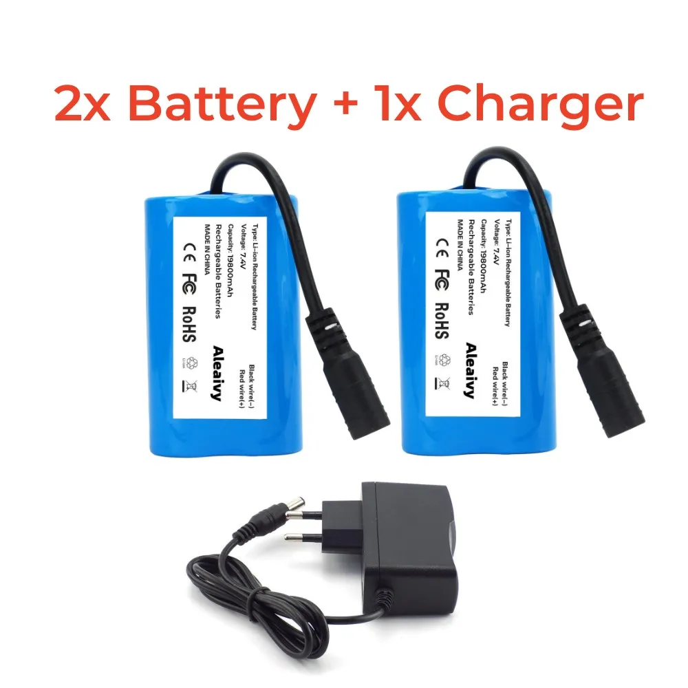 Li-ion-batteri 7.4v 19800 för  v020 v900 -5 v007 c18 h18 v18 d18b fx88 fjärrkontrollerade rc-fiskebåtsbatterier: Röd