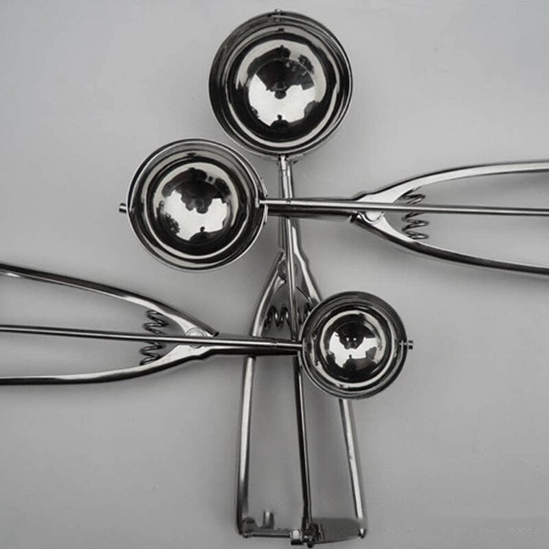 3Pcs Ice Cream Scoop Trigger Cookie Spoon Baller Melone In Acciaio Inox Pasta Cucchiaio