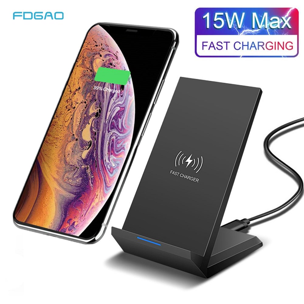 FDGAO 15W Qi chargeur sans fil rapide Station de chargement par Induction pour iPhone11 Pro X XS Max XR Samsung S10 Note 10 support de téléphone