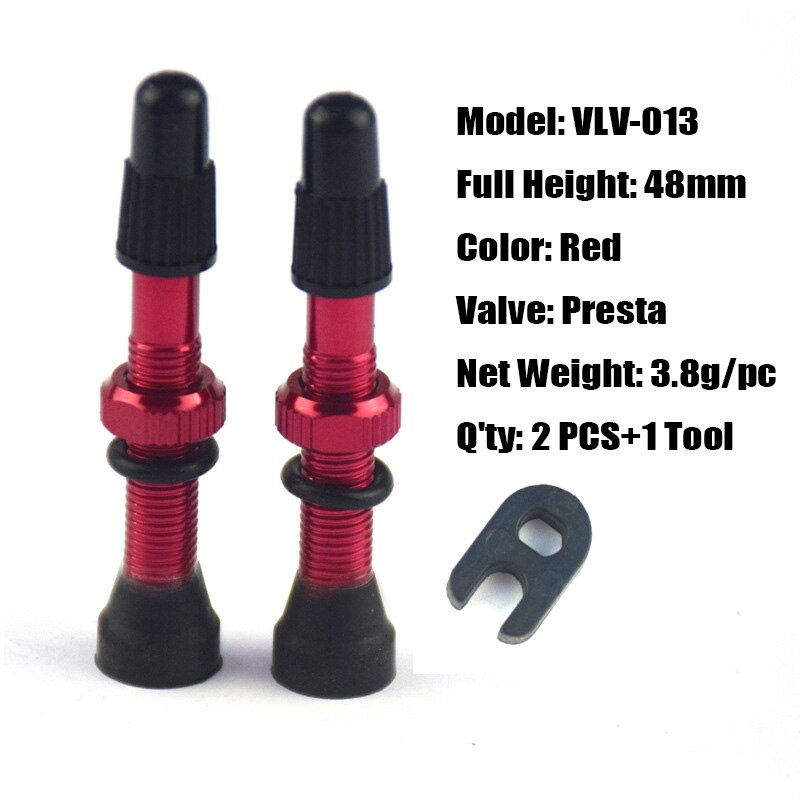 Válvula de vacío de aleación de aluminio para bicicleta de montaña, válvula sin cámara, Color FR, accesorios para bicicleta: 48mm red