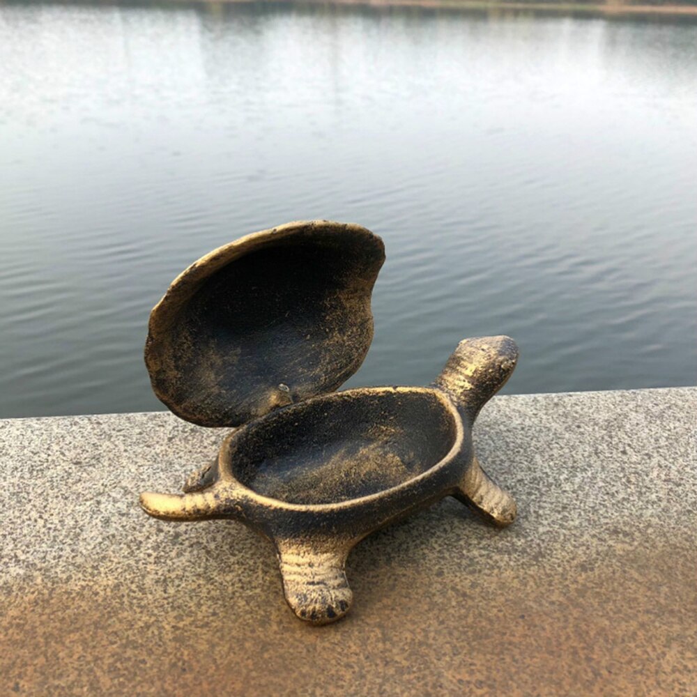 1PC Turtle Ashtray Crafts Cast-iron Metal Turtle Ashtray Decor Retro Turtle Ashtray Ornament Personality Turtle Ashtray