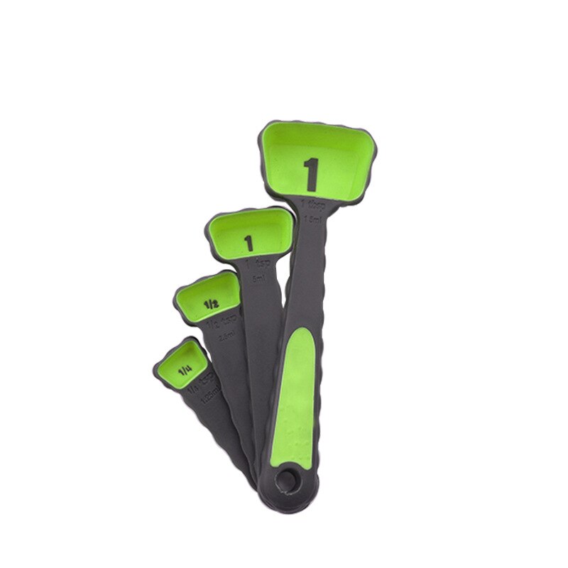 Silicone Measuring Spoons 4/8 Pcs Measuring Cup Sets Kitchen Cooking Tools Baking Accessories Kits: 4pcs green (opp bag)