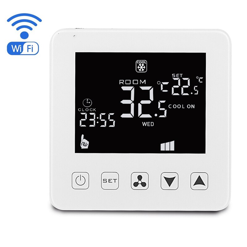 Smart klimaanlæg termostat wifi tre hastighed fjernbetjening switch termostat fan coil enhed rumtemperatur controller: Wifi hvid