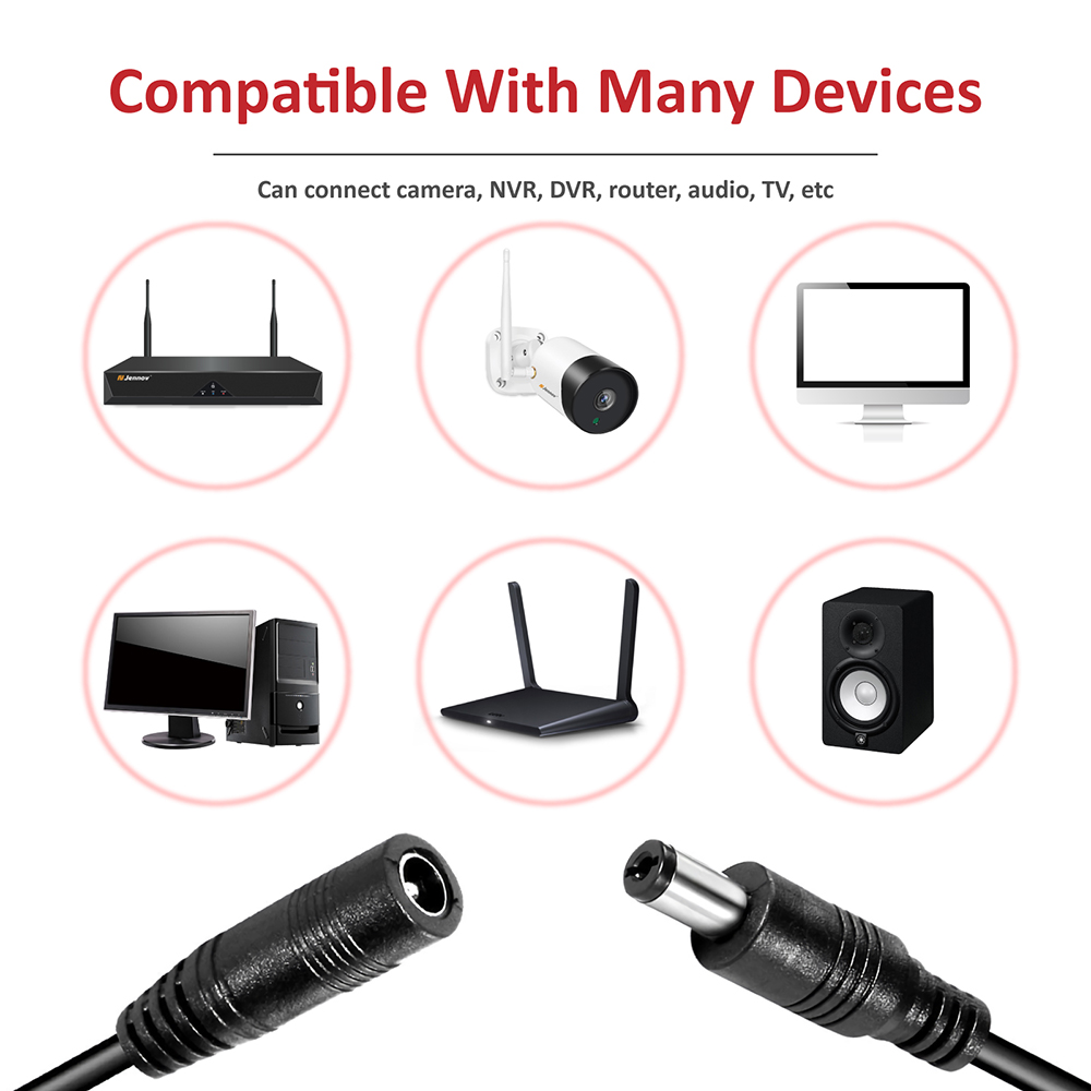 12V DC Extension Cable 5.5mm*2.1mm Male Female Power Cord Cable 1m 2m 3m 5m 10m Extend Wire for CCTV Camera DC Extend Power Cord