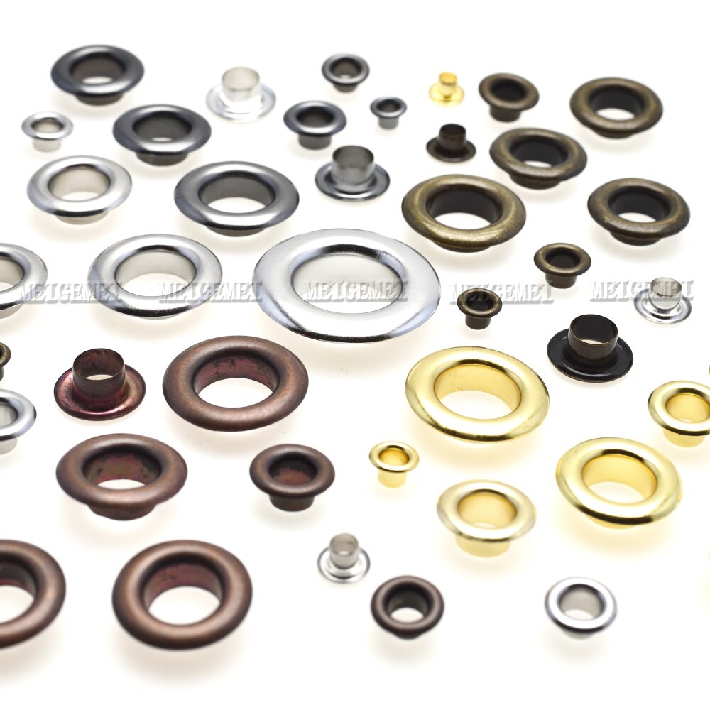 100sets Metal Eyelets with Grommet Dia.3mm~5mm for DIY Scrapbooking Cap Leathercraft Shoes Belt Bag Tag Clothes Accessories
