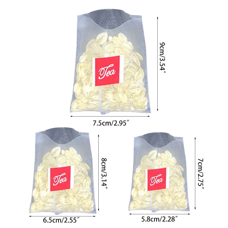 100 Stuks Piramide Theezakje Filter Nylon Theezakje Enkele String Label Transparant Lege Theezakje