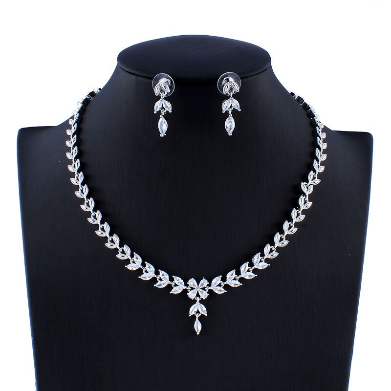 Jiayijiaduo Imitatie Parels Bruids Sieraden Sets Voor Vrouwen Zilveren Kleur Strass Ketting Oorbel Bruiloft