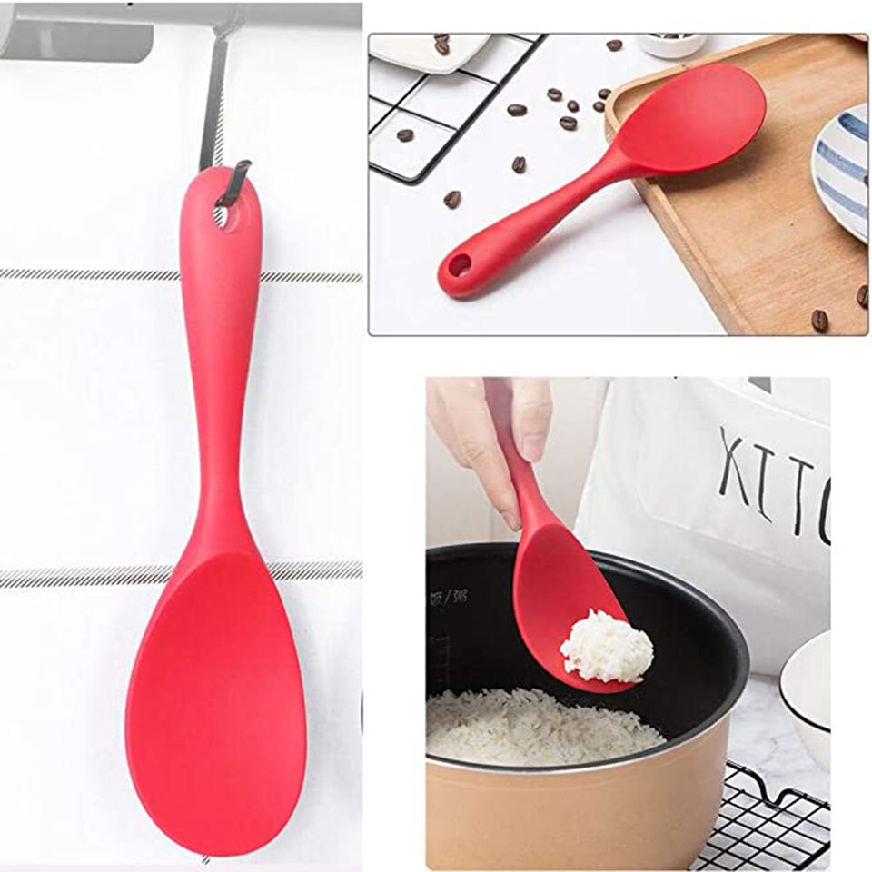 Silicone Rice Paddle Potato Food Spoon Non-stick Eco-friendly Heat-resistant for Rice Mashed Potato Turner