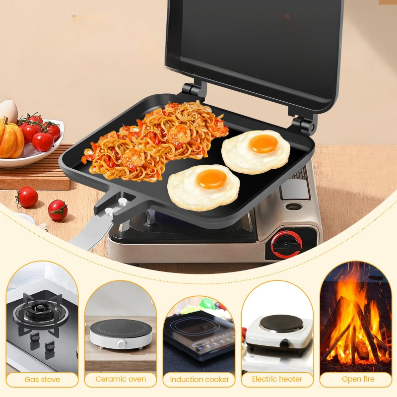 Aluminum Alloy Sandwich Maker Pan Double Sided Frying Pan Non-Stick Sandwich Grill Pan Detachable Sandwich Maker Cookware