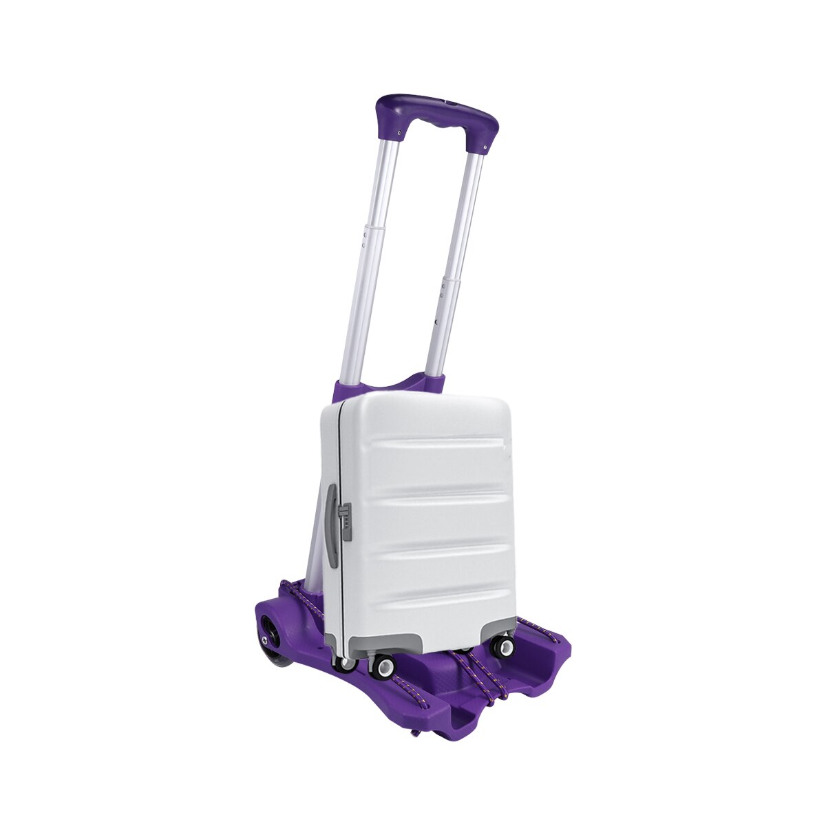1Pcs Folding Aluminum Alloy Trolley Case Hand Cart Plastic Heavy Storage Box Purple Thicken and Mute for Two Rounds A35