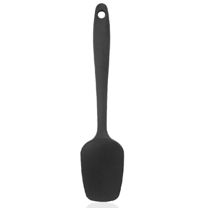 Universal Heat Resistant Integrate Handle Silicone Spoon Scraper Spatula Ice Cream Cake Kitchen Tool Utensil: black