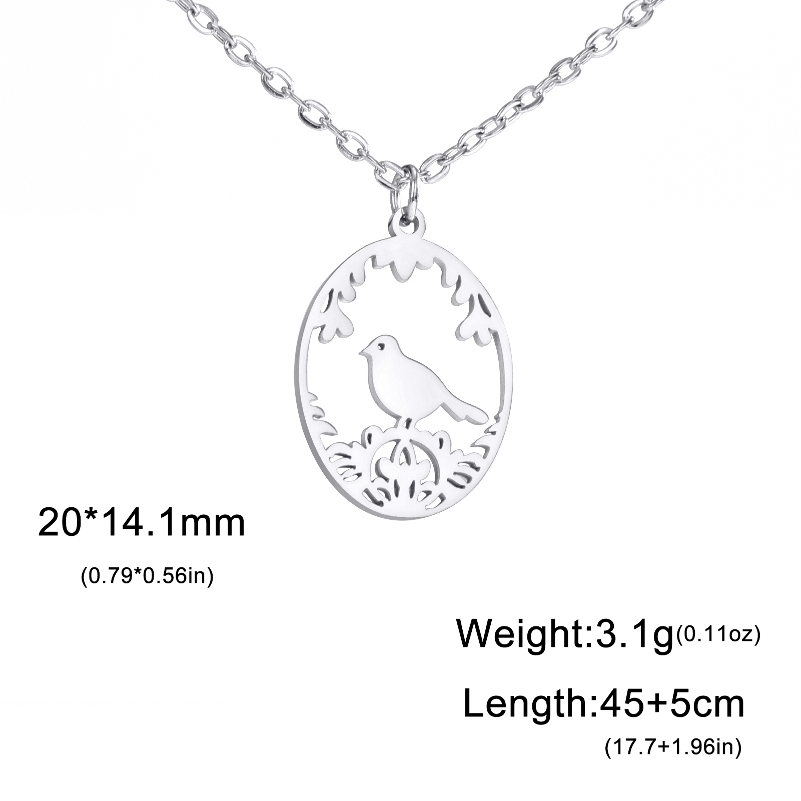 Roestvrijstalen Holle Ellips Dieren Hangers Ketting Meisjes Mode Schattige Konijn Vogels Serie Ketting Ketting Sieraden Voor Vrouwen: Black Zinc Plated