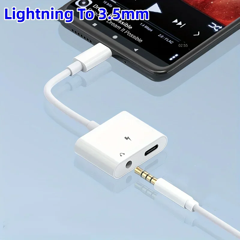Kopfhörer-Audio-Adapter Lightning auf 3,5 mm Aux-Klinkenadapter Kopfhörer-Splitter für IPhone 14 13 12 11 Pro Max X XS