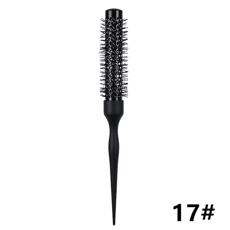 Peine para el cabello de barril redondo negro, cepillo para el cabello, peine de nailon, cilindro, peine para pelo rizado, herramienta de salón de tubo de aluminio, 1 ud.: Marfíl