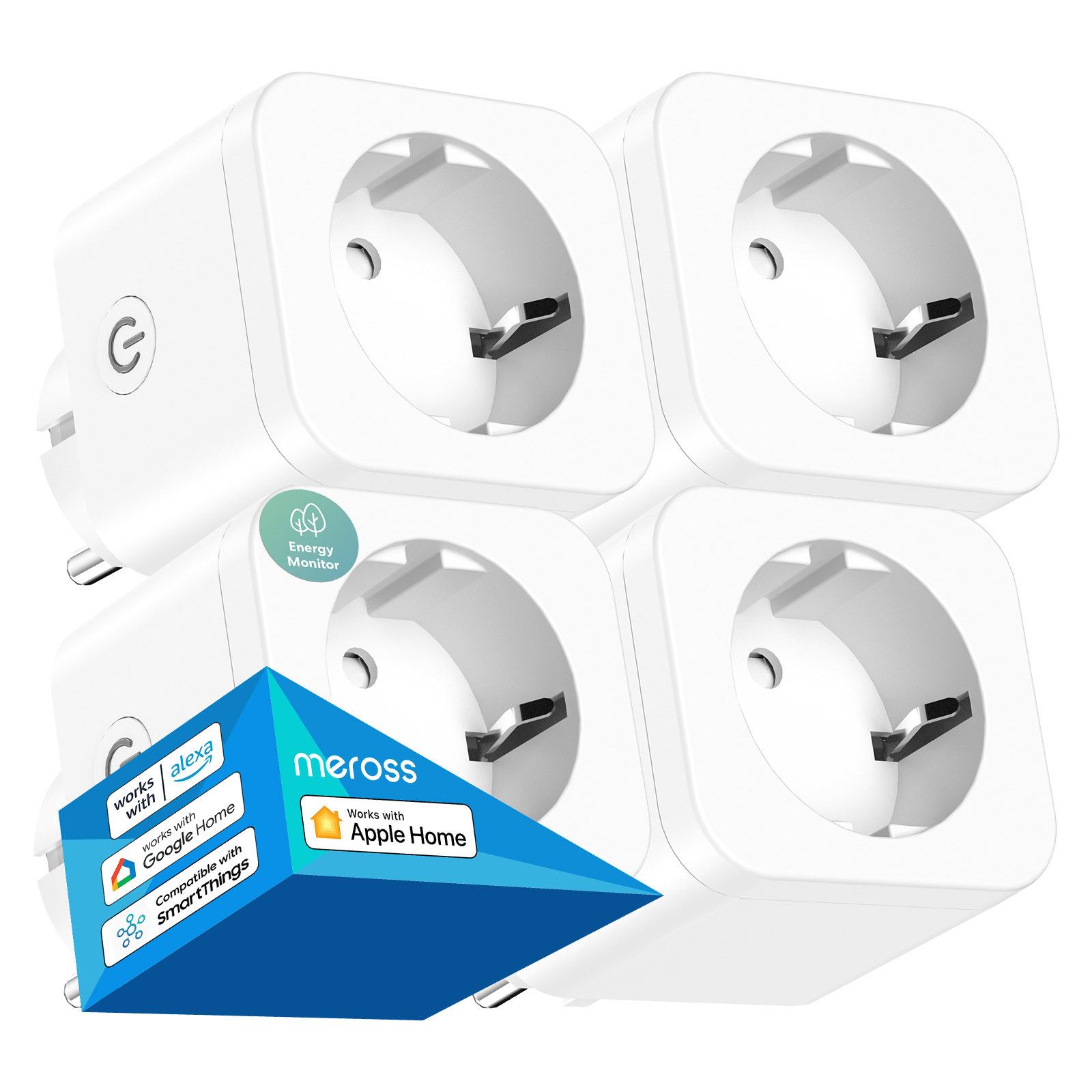 Meross 16A HomeKit enchufe inteligente con Monitor de energía enchufe WiFi UE Control remoto por voz compatible con asistente de Google Alexa SmartThings: Tipo 10