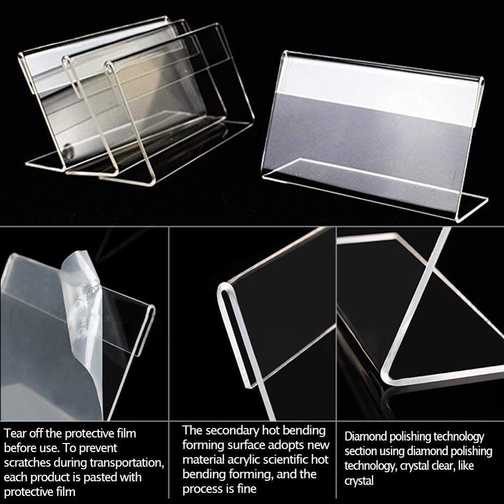 Acrylic T 1.3mm Clear Plastic Desk Sign Label Frame Holder Frame Card Tag Stand Label Acrylic Paper Display Price Holders B5P2