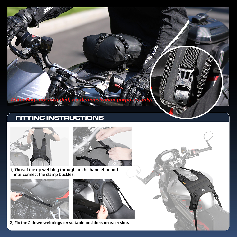 Rhinowalk-Base de bolsa de depósito para motocicleta, accesorio portátil para instalación Universal de bolsa de tanque de combustible, Base frontal sin bolsa
