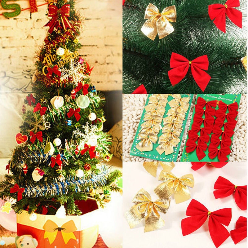 3 Pcs kerst strikken Kerstboom Decoratie Goud Zilver Rode Kleur Strik Ornament Party Opknoping Decor бантики на елку # 2F