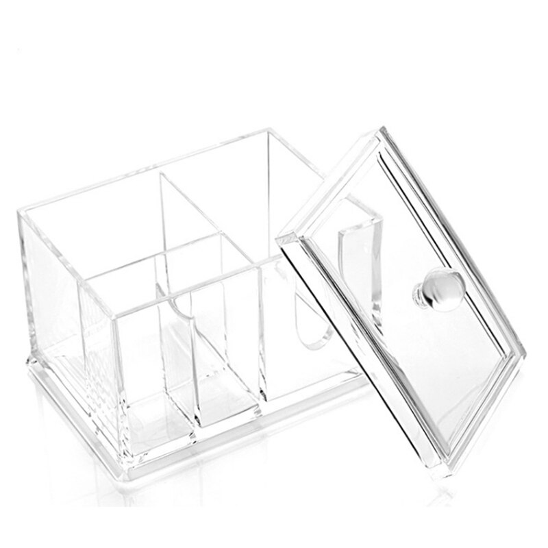 Square Acrylic Cotton Swab Glove Box Desktop Dustproof Cosmetic Jewelry Organizing Box
