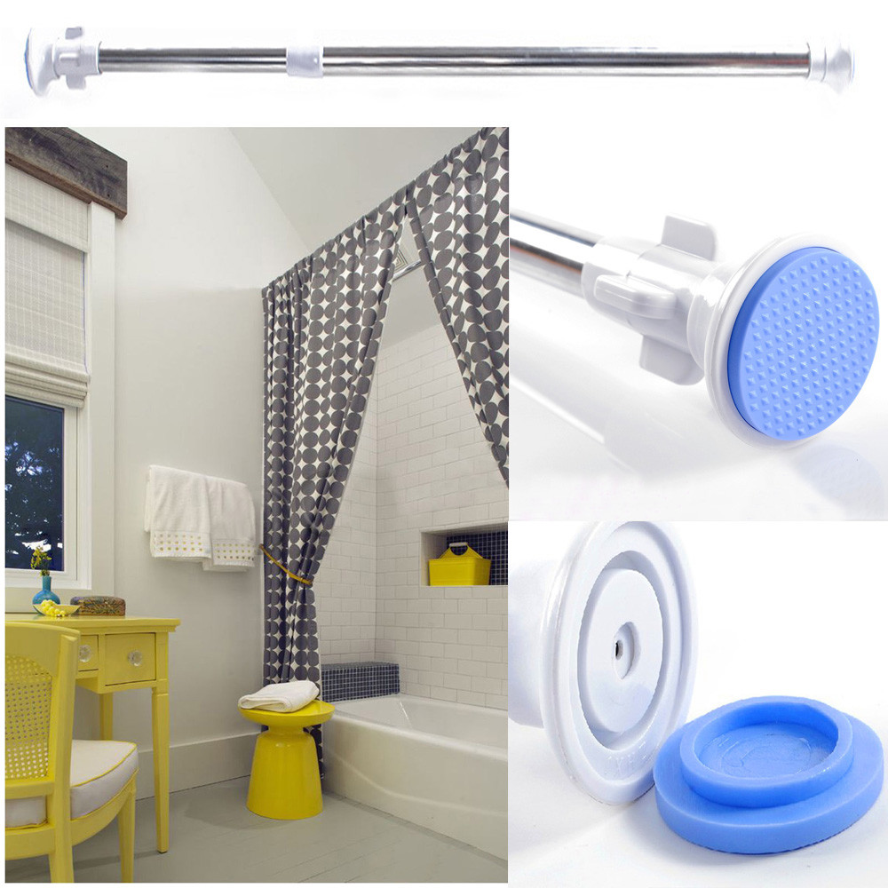 Telescopic Shower Curtain Rail Extendable Heavy Duty Steel Pole Rod Retractable pole tools Bathroom Shower Curtain Poles: Default Title