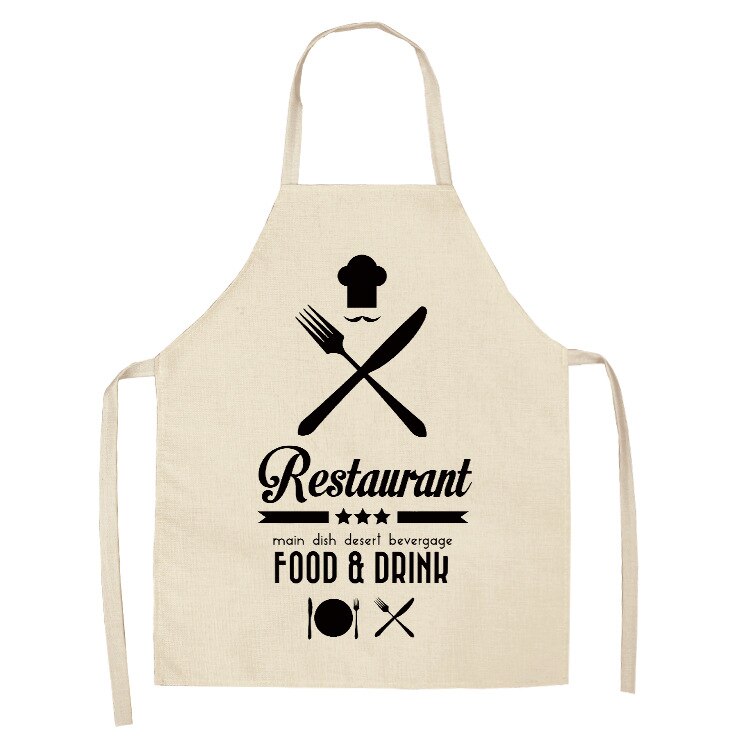 1pcs Kitchen cotton and linen aprons, monogrammed black and white patterned aprons, sleeveless aprons, cooking and baking tools: ILW-0002-06