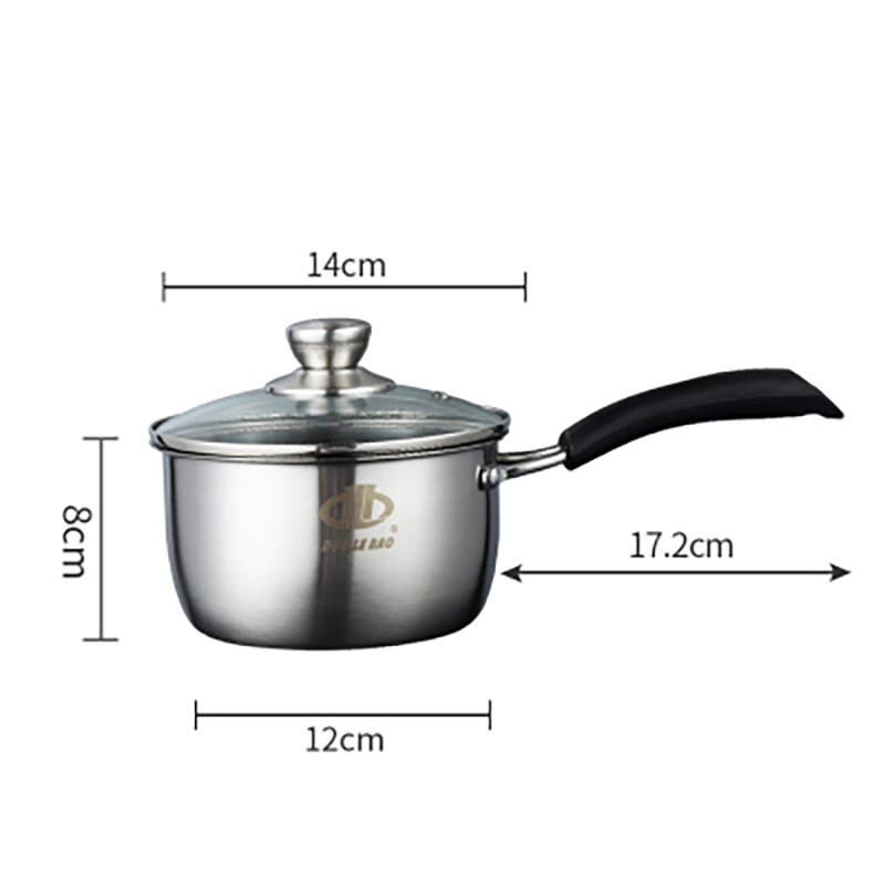 Stainless steel small milk pot, mini soup pot, porridge and instant noodle milk pot, induction cooker, gas universal: A