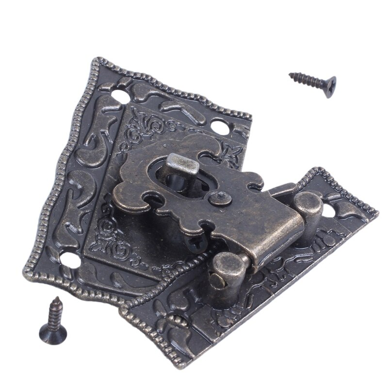 JFBL 2X Wood Case Chest Box Rectangle Clasp Closure Hasp Latches Bronze Tone