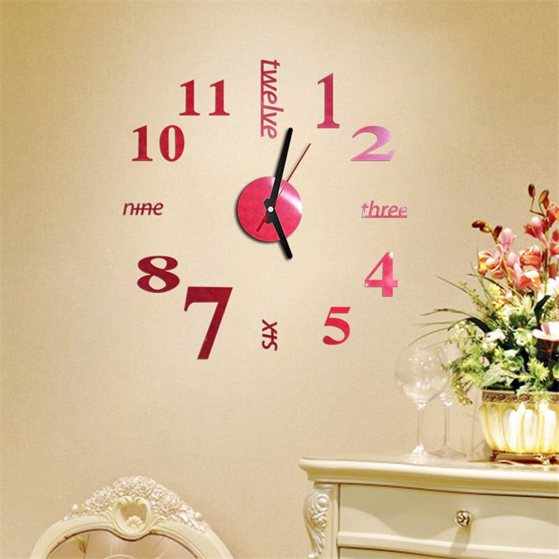 Large Wall Clock Big Watch Decal 3D Stickers Roman Numerals DIY Wall Modern Living Room Home Decoration: 11