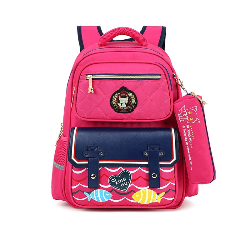 OKKID freundlicher schule Rucksack freundlicher schule taschen für mädchen nette wasserdicht rosa Rucksack für freundlicher reflektierende streifen schul: Rose rot