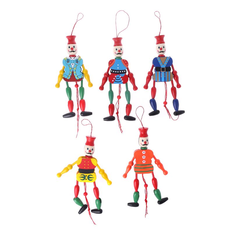 Grappige Vintage Kleurrijke Trek Het Touw String Speelgoed Marionet Koning Houten Craft Kids Kinderen Willekeurige Kleur