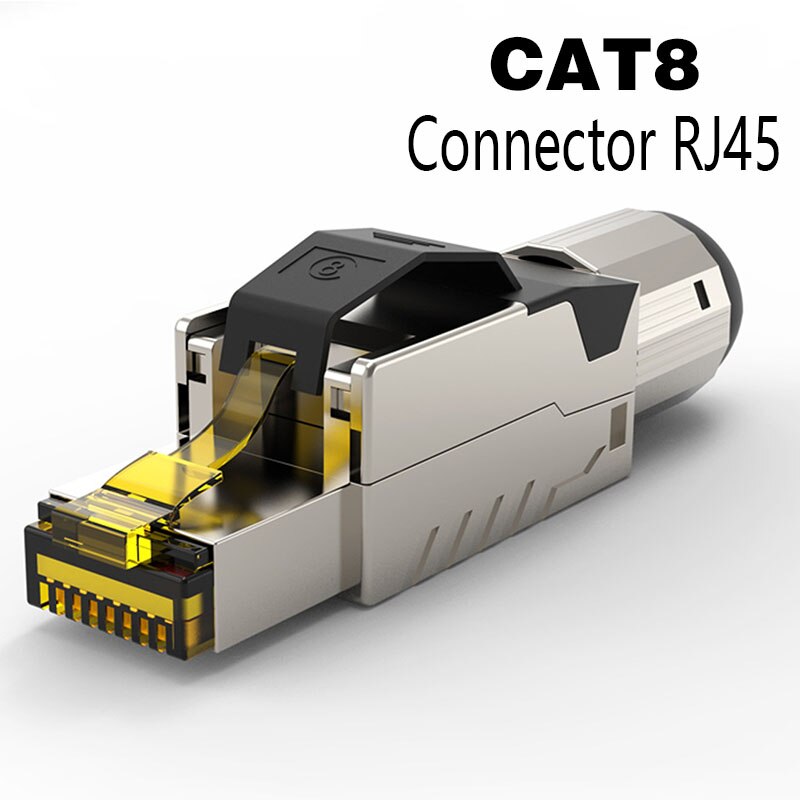 Cat6 Cat6A Cat7 Cat8 Industrial Ethernet Connector RJ45 Shielded Field Plug Tool Free Easy Metal Die-Cast Termination Conector: CAT8 Black