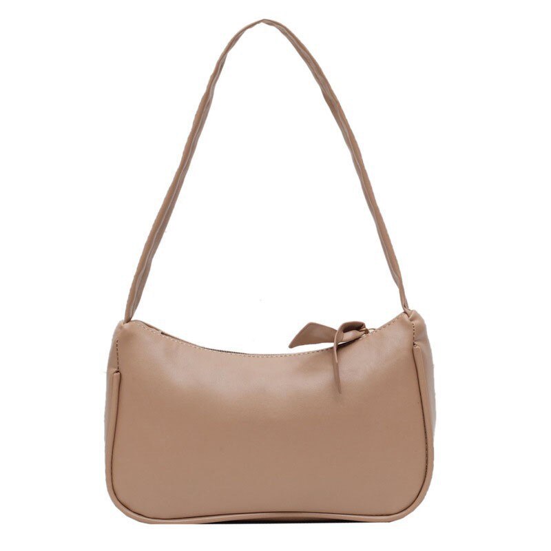 Single Shoulder Bag Spring And Summer Tide Bags Female Retro Armpit Baguette Commuter Wild Texture Pure Color Handbags: 4