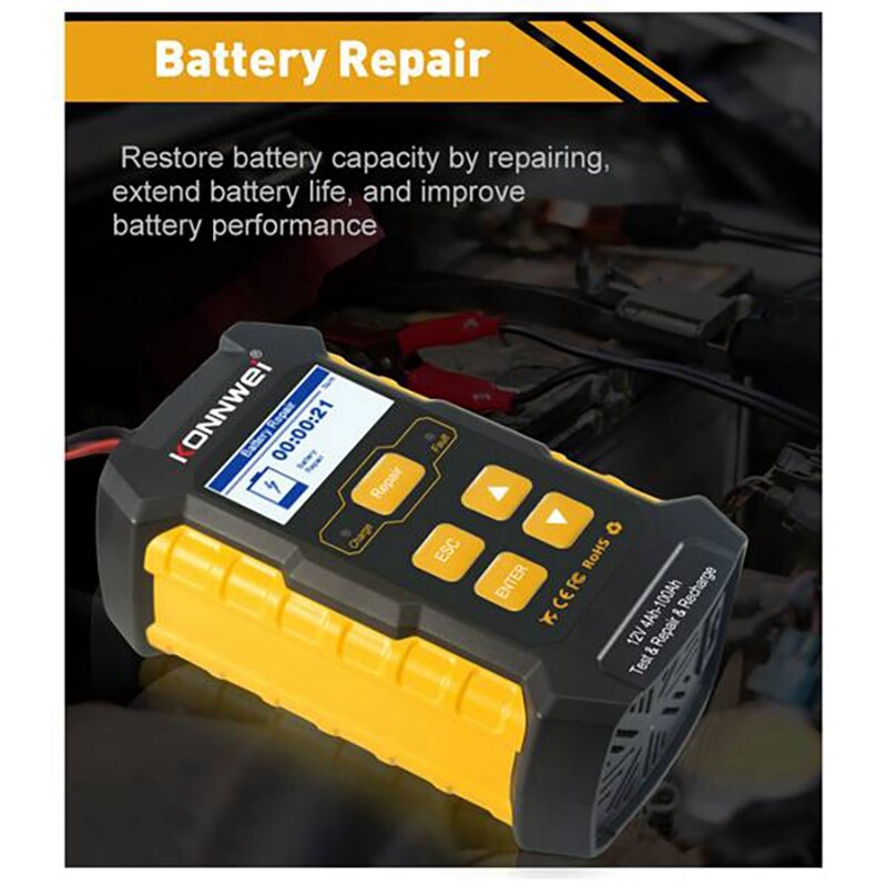 KONNWEI KW510 12V Auto Aufladen Werkzeug Auto Batterie Tester für 12V Auto Prüfung Reparatur Aufladen Batterie Tester EU stecker