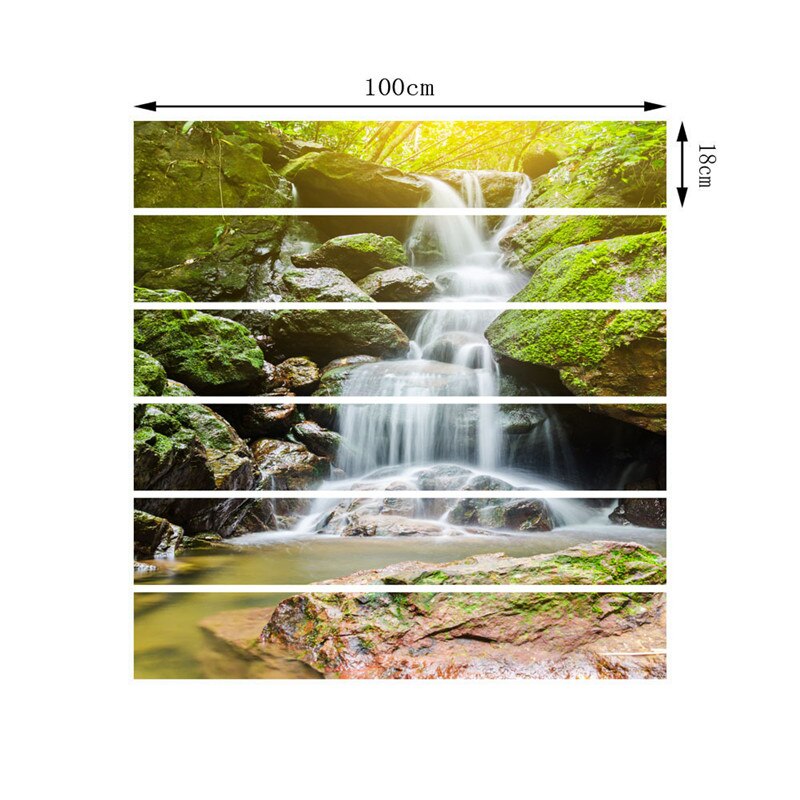 Landscape Waterfall Spring Stairs Decorative Stickers Library Staircase Renovation Mural Self Adhesive DIY Art Wallpaper: Default Title