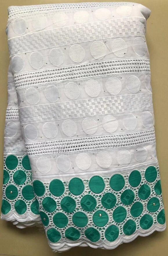  Swiss Voile Lace In Switzerland High  African Cotton Lace Fabric With Stone For Nigerian Every Dress Party YLL4399: AS PIC5