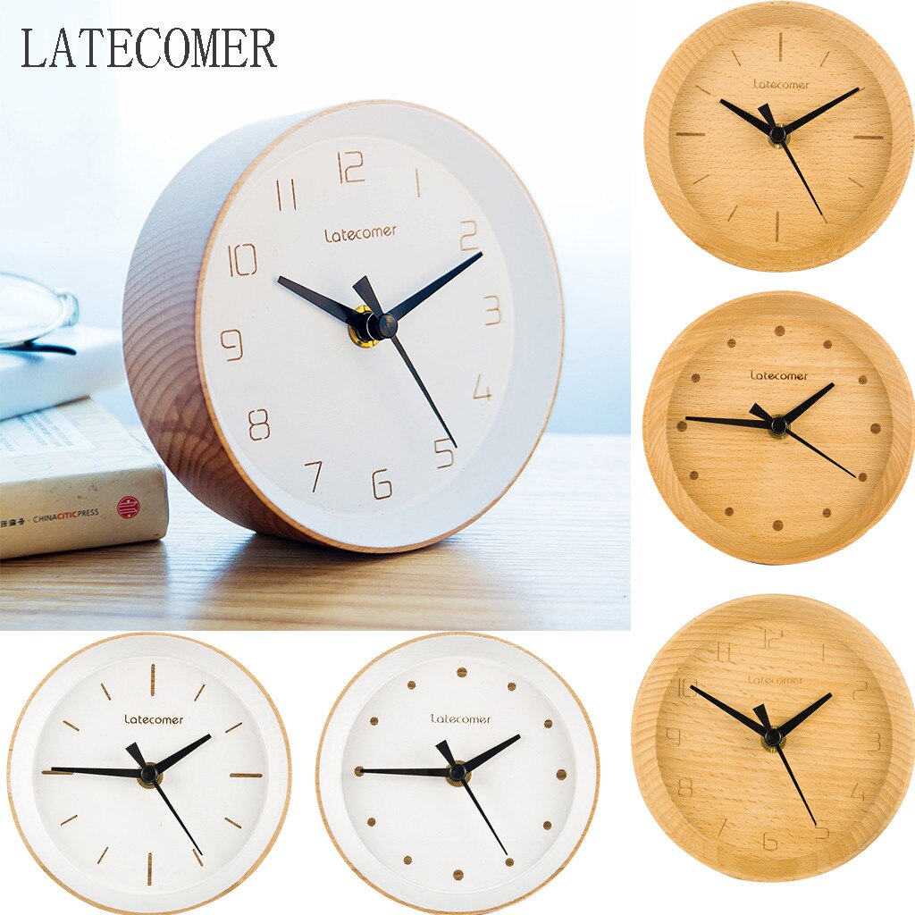 Alarm Clock Latecomer Japanese-style Wooden Desktop Bedroom Living Room Desktop Electronic Clock Digital Clock