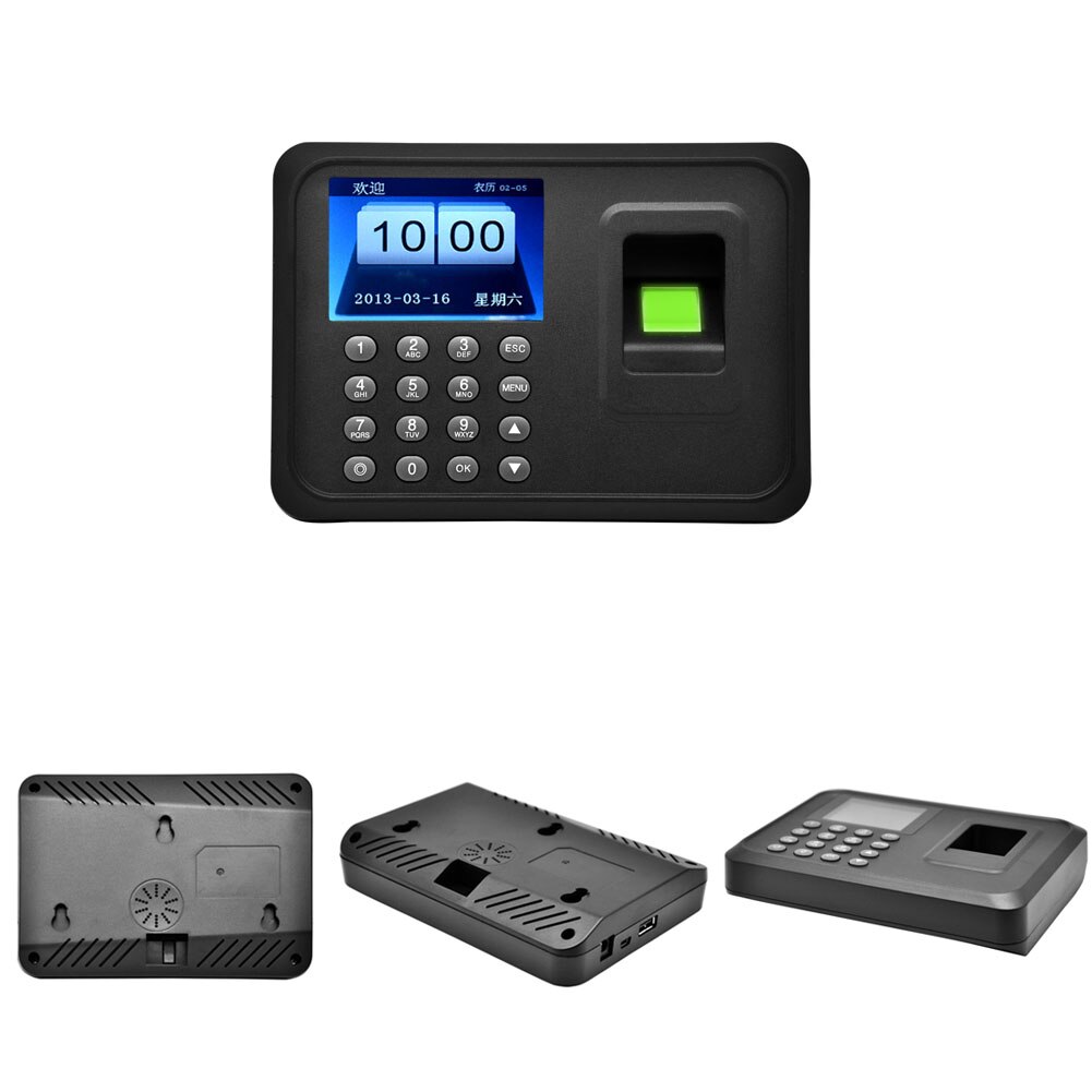 Home Office US Plug Fingerprint LCD Display Electronic Employee Control Security Password Recording Attendance Machine