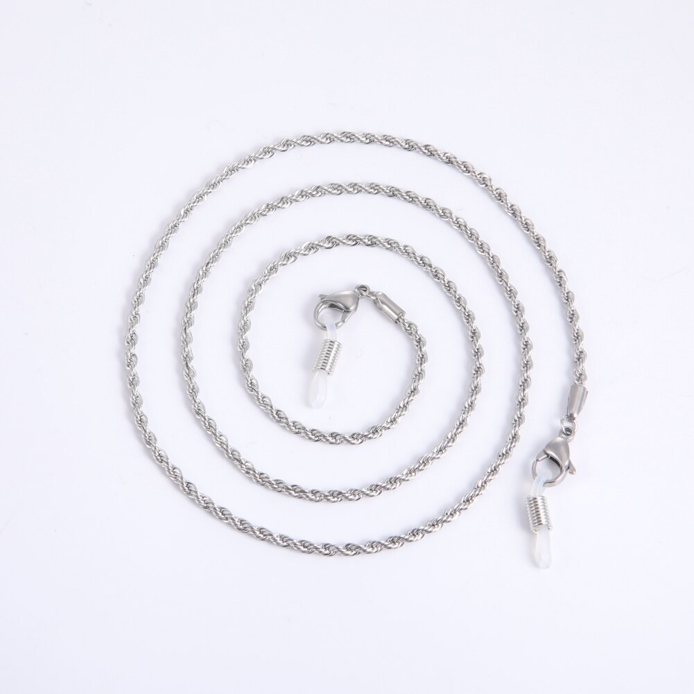 Skyrim Stainless Steel Beaded Glasses Chain Lanyard Women Gold Color Sunglasses Box Chains Eyewear Cord Eyeglass Neck Strap Rope: Twist Chain Steel