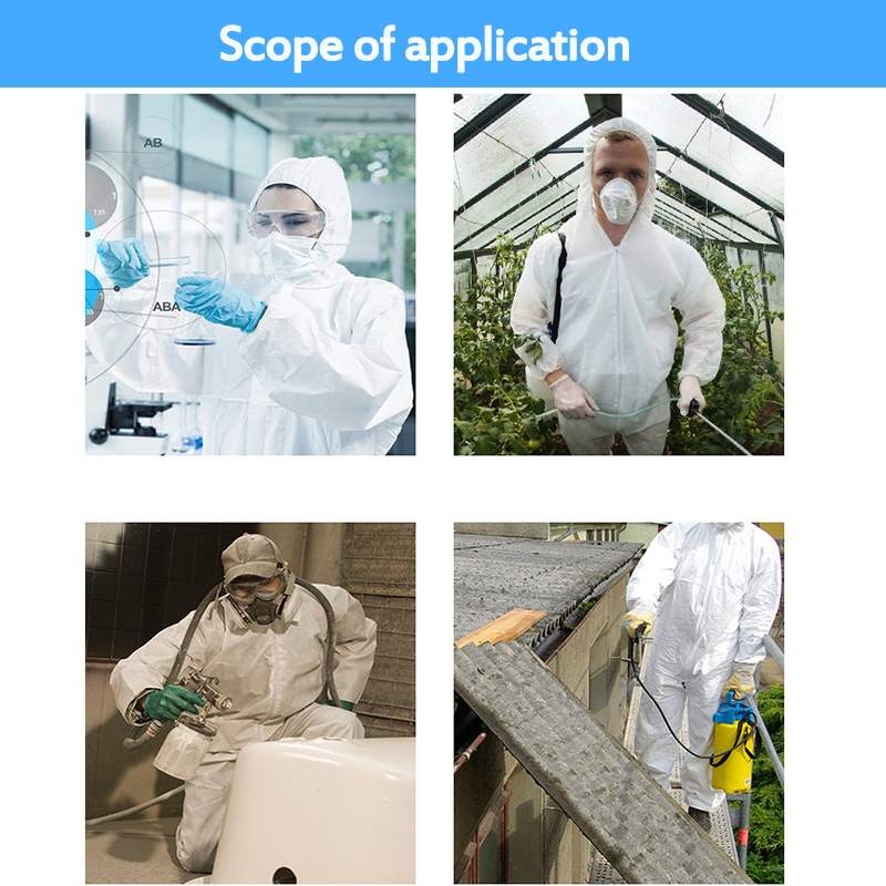 Waterproof One Time Disposable PP Oil-Resistant Protective Coverall for Spary Painting Decorating Clothes Overall Suit Workwear