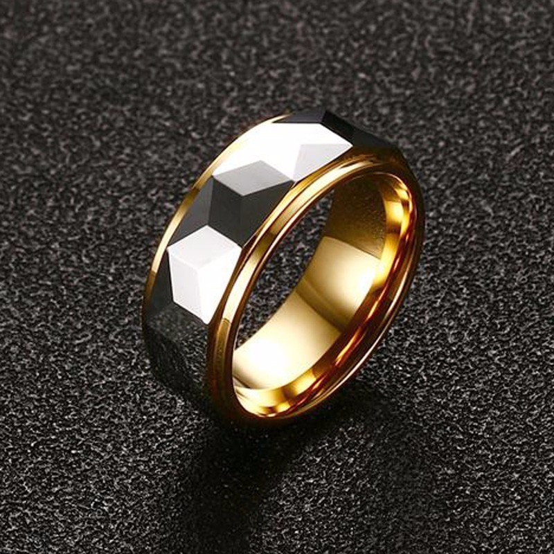 ZORCVENS 100% Hartmetall Multi-facettiert Prisma Ring für Männer Hochzeit Band 8MM Kühlen Männer Punk Jahrgang Ring Schmuck