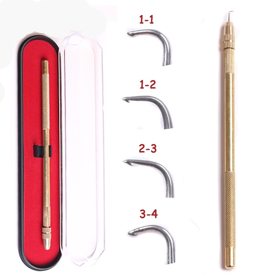 Leeons Bronze Ventilating Needles 4 Pcs Needs With 1 Ventilating Holder Wig Weaving Needle For Lace Wig Making Tool: Default Title