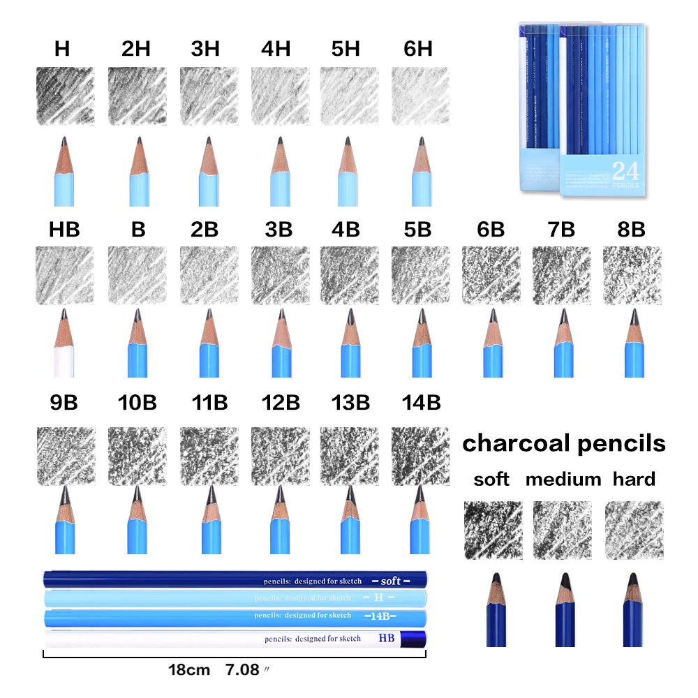 36Pcs Professionele Schets Potlood Set Professionele Schetsen Tekening Kit Hout Potlood Potlood Zakken Voor School Studenten Art Supplies